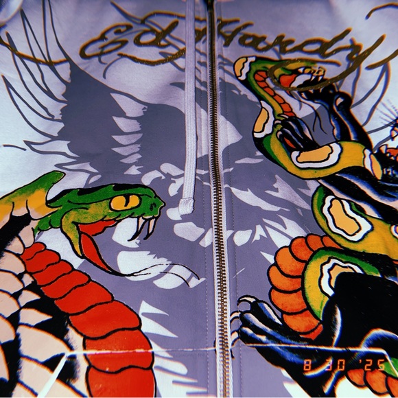 Ed Hardy Reptile Graphic Jacket - Green and Red - Picture 1 of 5